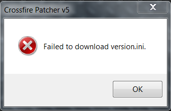 ... seguinte erro CrossFire Patcher v5 Failed to download Version.ini