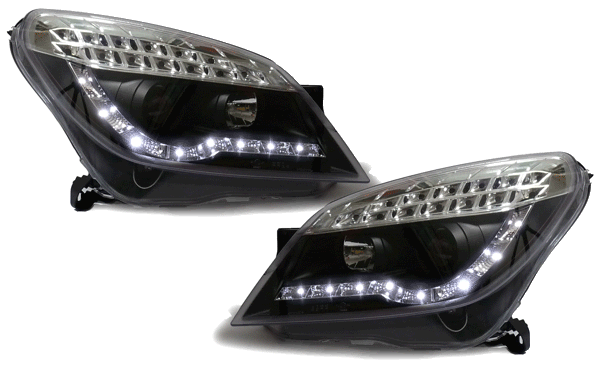 Vauxhall Astra MK5 H 0409 Black R8 DRL Devil Eye Projector Headlights 