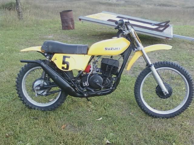 Here is a picture of my 1973 Suzuki TS400. It is set up for vintage,(pre 