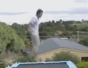 Dog humps man as he falls off a trampoline - AnimalsBeingDicks.com