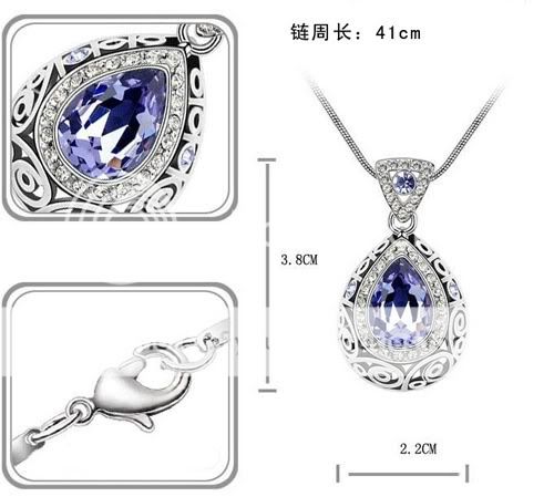 Korean Teardrop Waterdrop Constellation Crystal Pendant Necklace Great 