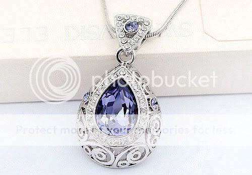 Korean Teardrop Waterdrop Constellation Crystal Pendant Necklace Great 