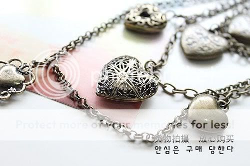 Korean Jewelry Retro Vintage Style Multilayer Lovely Cute Love Heart 