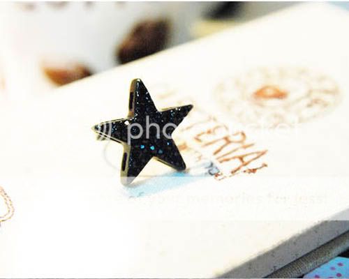 Korean Jewelry whole price fashion sweet Black star shining ring rings 