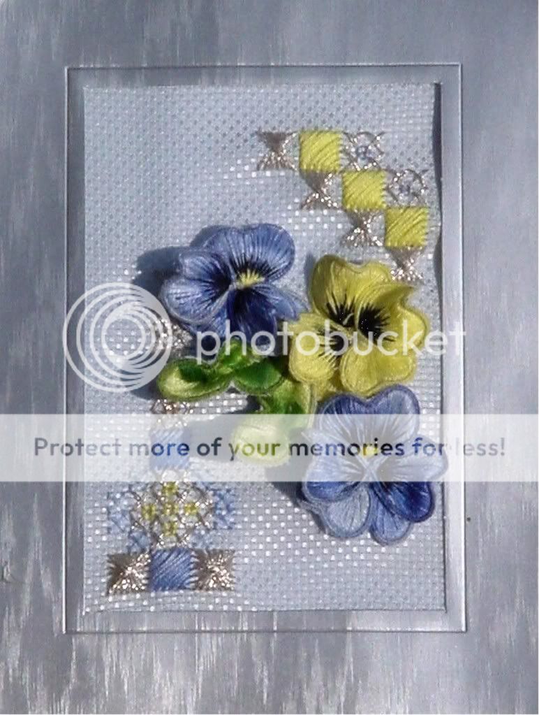 julie anne designs blue yellow pansies stumpwork embroidery kit