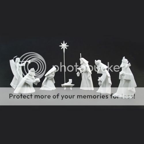 White Porcelain Origami Nativity 9 Piece Set One Hundred 80 Degrees Gift Box NEW  