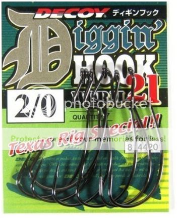 Decoy Worm 21 Diggin Hook Texas Rig Special Hooks Size 3 0