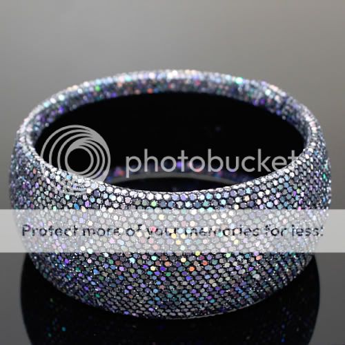 Black Silver Sparking Glitter Fashion Bangle Bracelet  