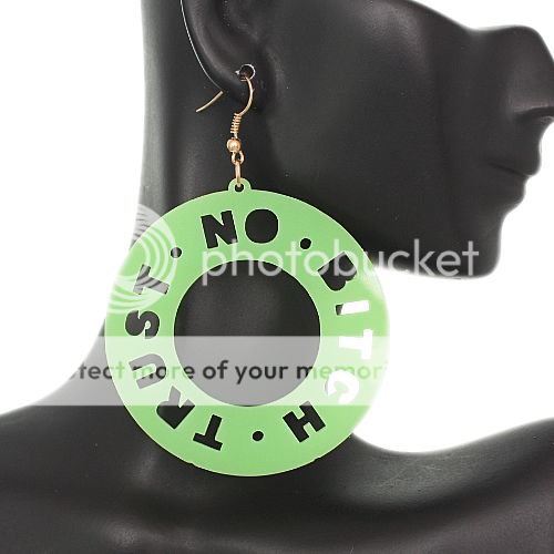pastel green trust no bitch round hoop earrings
