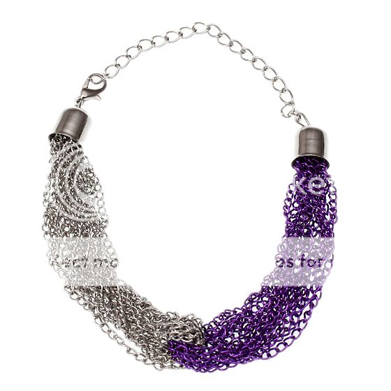 Purple Silver Multi Chain Link Bracelet