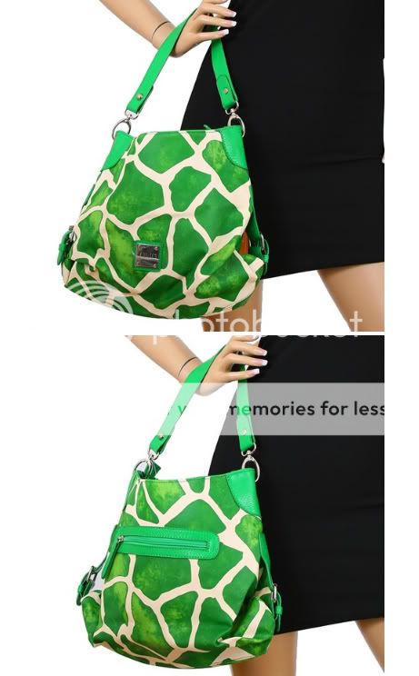 Green Faux leather Metal Detail Giraffe Hobo Handbag  