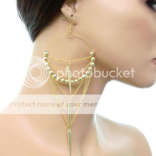 goldtone_beaded_chain_link_spike_hoop_earrings