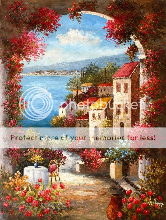   Mediterranean Coastal Villas large oil painting Art on Canvas 36x48